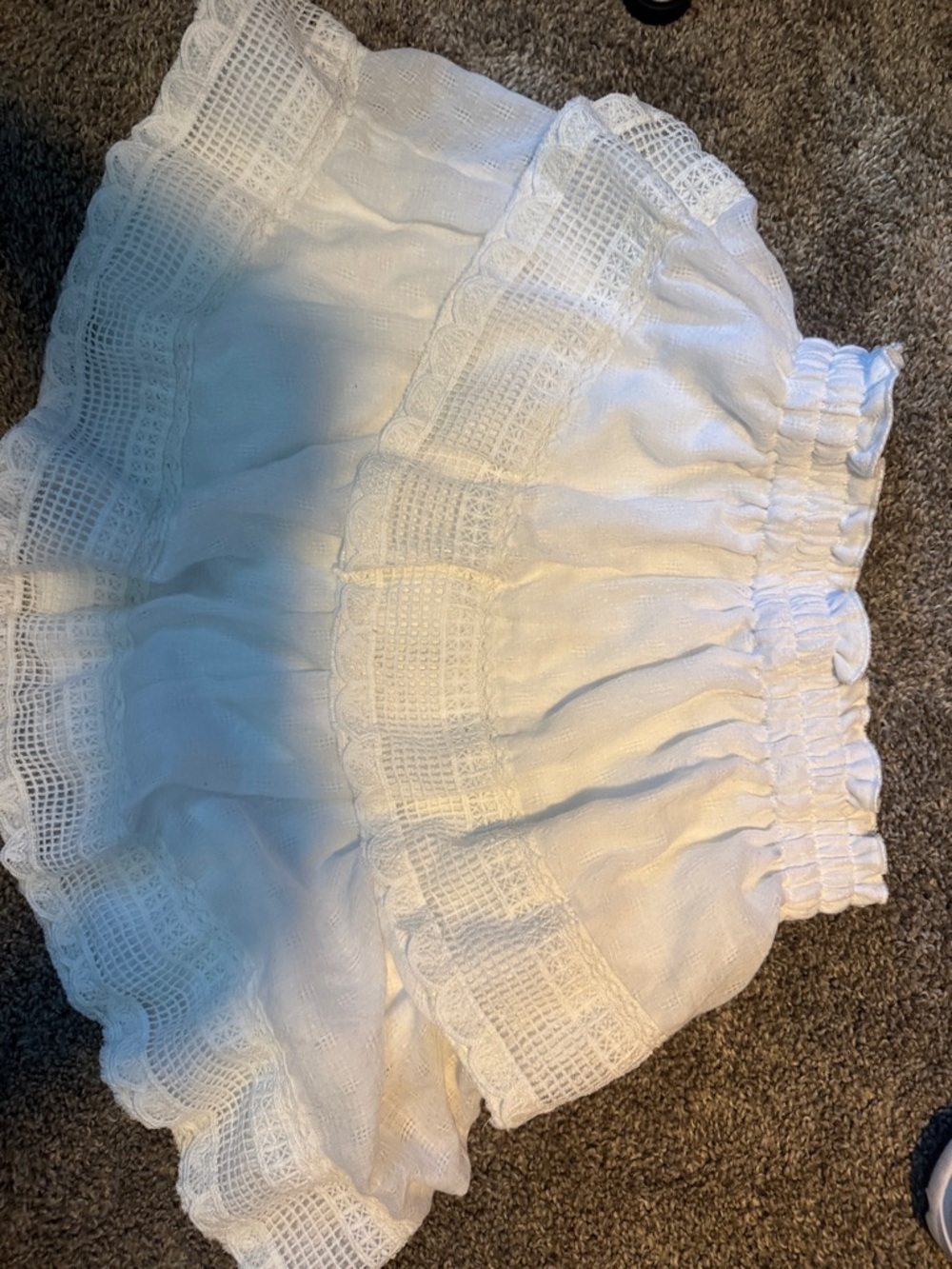 BP White Elastic Waist Ruffle Mini Skirt